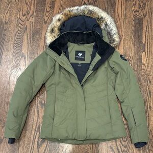 Obermeyer Olive Green Women's Jacket with Faux Fur Hood